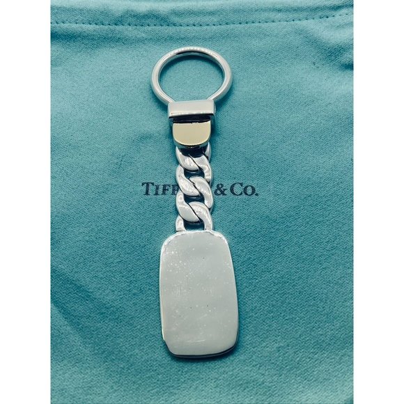 Authentic Tiffany & Co Cuban Link 925 750 Keyring Key Chain RARE - Picture 1 of 10